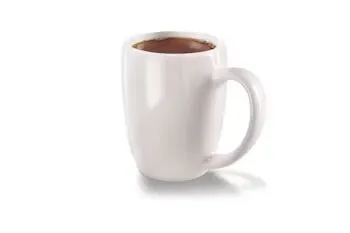 Denny’s Hot Tea served warm in a white mug.