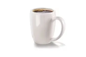 Denny’s hot Signature Diner Blend Coffee served in a white mug.